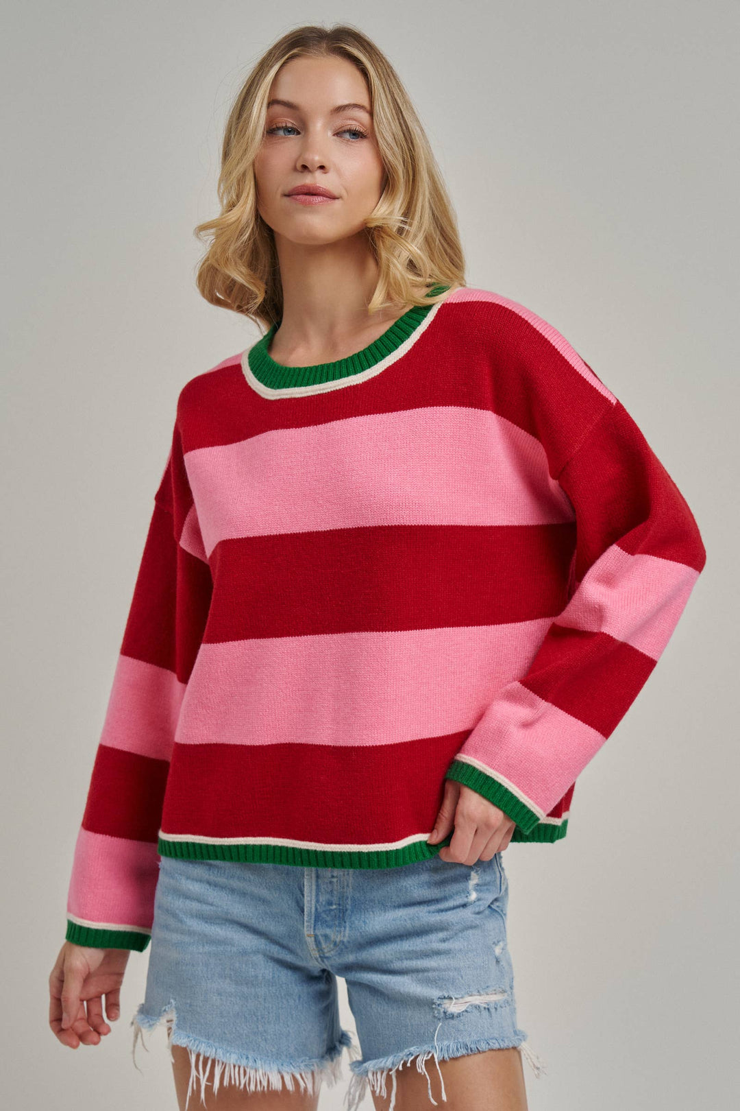 Pink and Red Cozy Sweater
