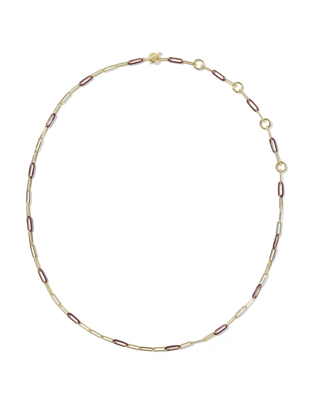 Courtney Gold Enamel Link and Chain Necklace Burgundy Enamel