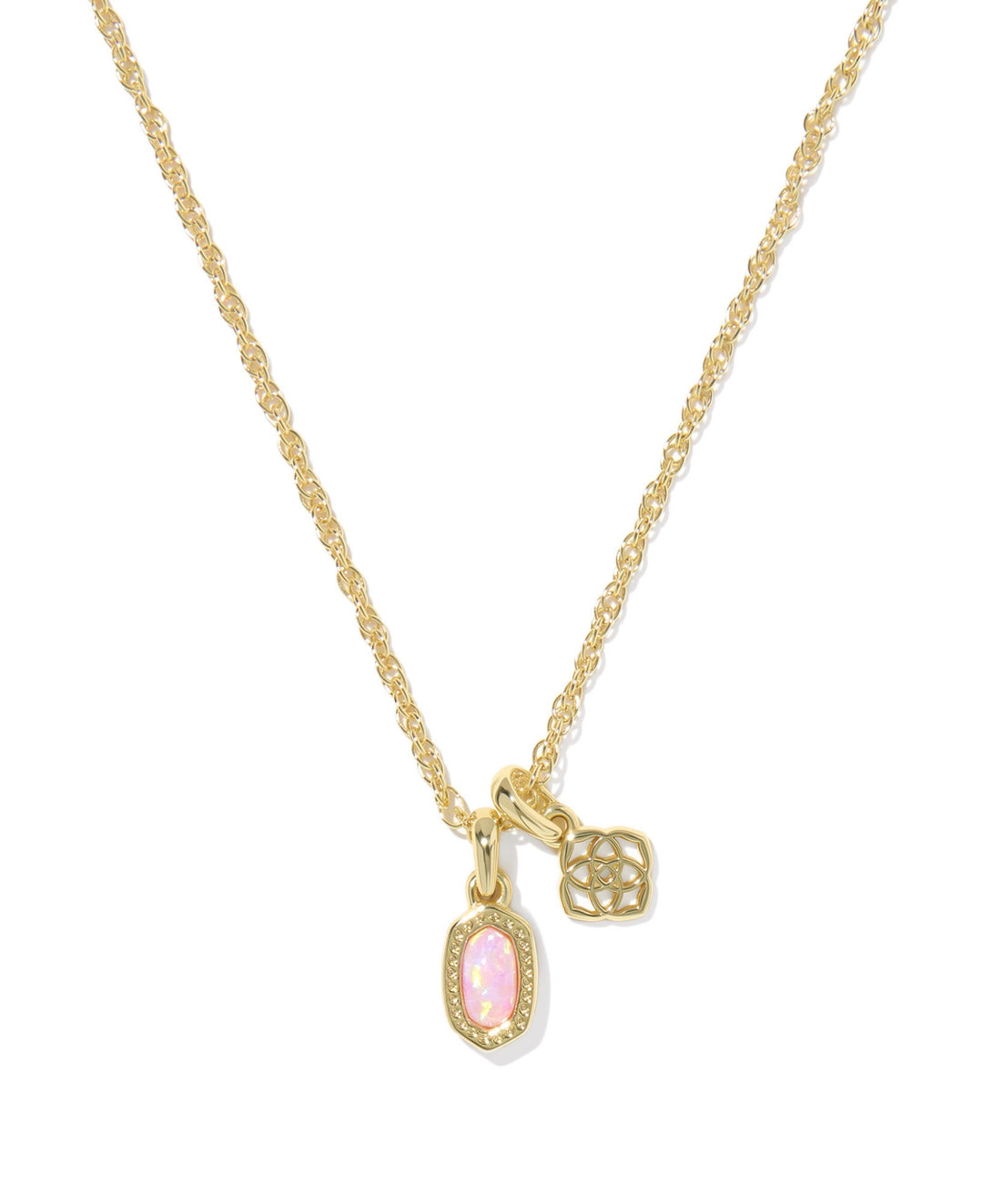 Mini Elisa Dira Gold Light Pink Lab Grown Opal Necklace