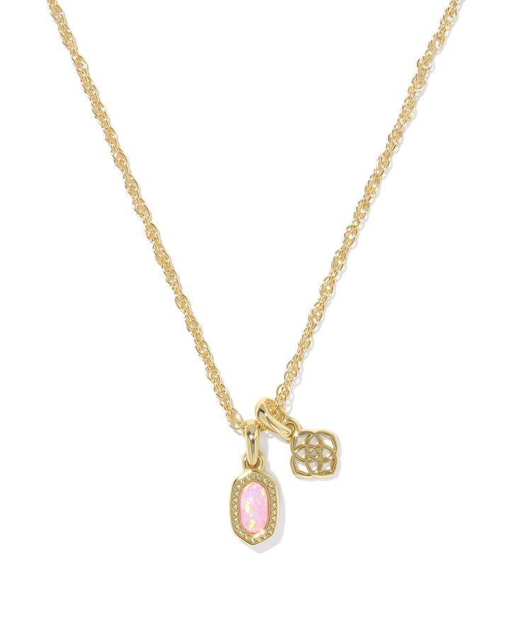 Mini Elisa Dira Gold Light Pink Lab Grown Opal Necklace