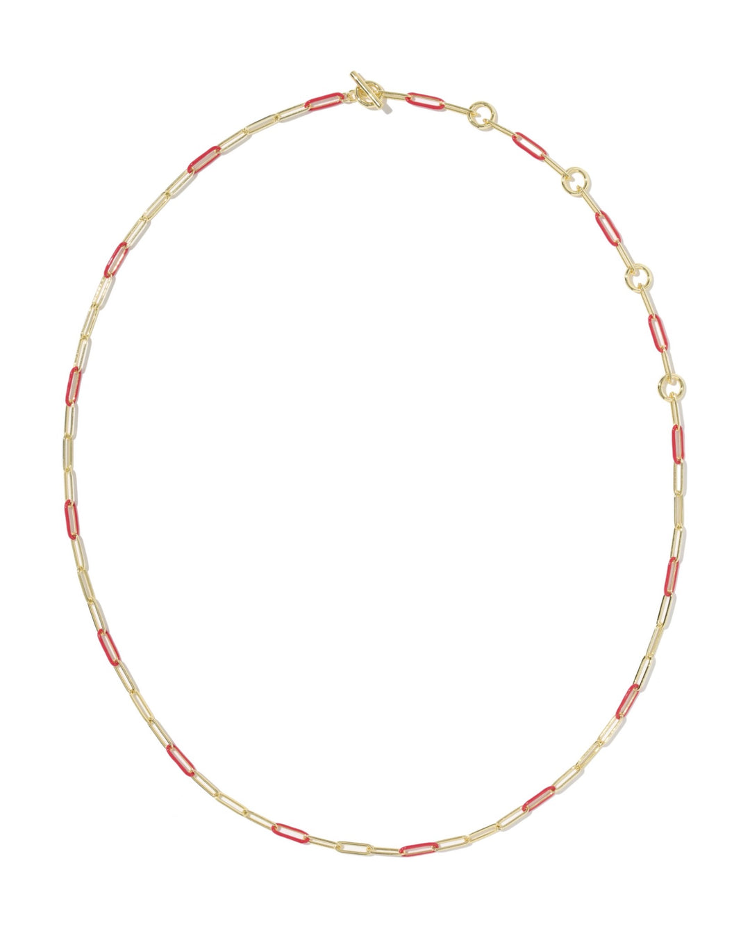 Courtney Gold Enamel Link and Chain Necklace Red Enamel