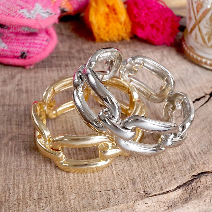 Chunky Chain Statement Stretchy Bangle Bracelet in gold