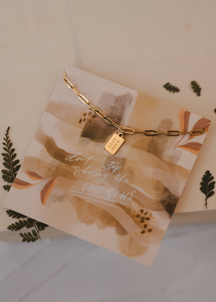 Good News Mini Tag Necklace | Christian Jewelry