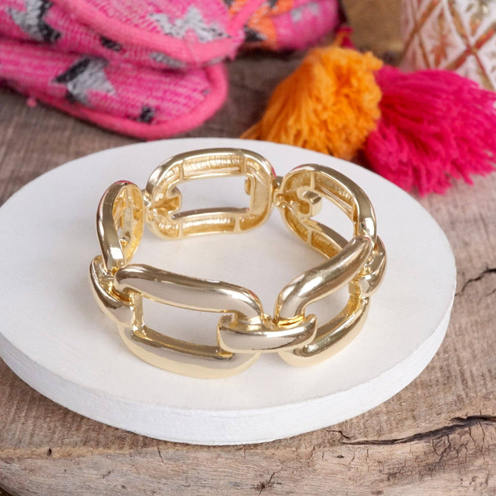 Chunky Chain Statement Stretchy Bangle Bracelet in gold