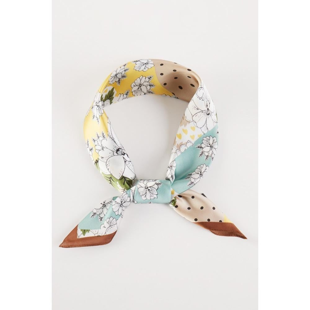 Polka Dots and Flowers Bandana Scarf