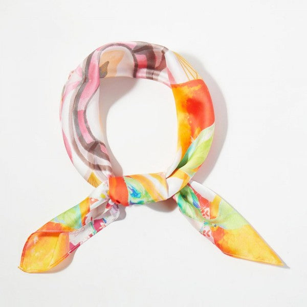Orange Mosaic Print Bandana Scarf