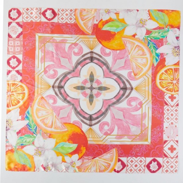 Orange Mosaic Print Bandana Scarf