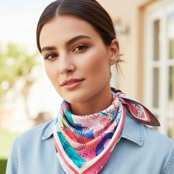 Abstract Collage Print Bandana Scarf