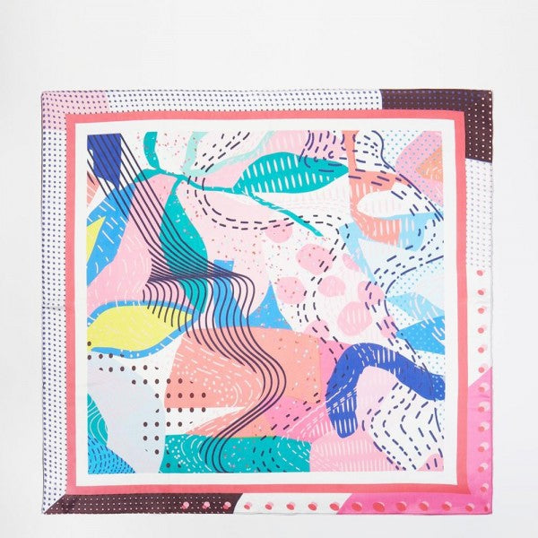 Abstract Collage Print Bandana Scarf