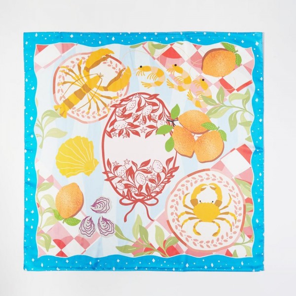 Seaside Feast Print Bandana Scarf