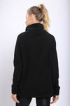 Brushed Cowl Neck Pullover: BLACK