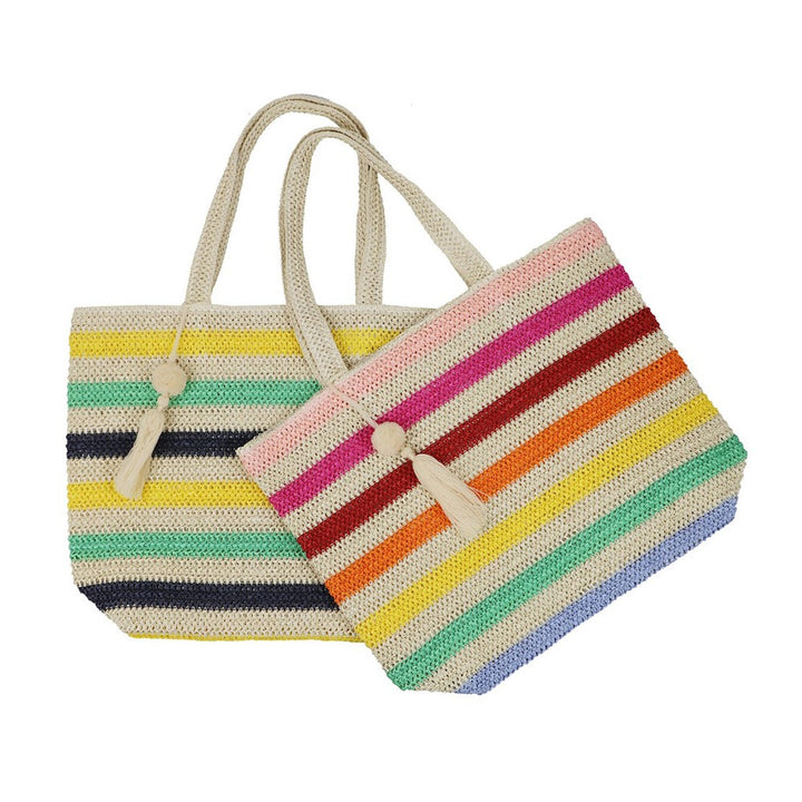 Striped Straw Tote