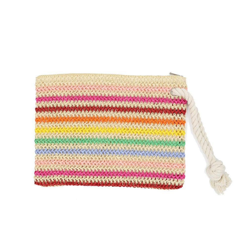Straw Striped Wristlet