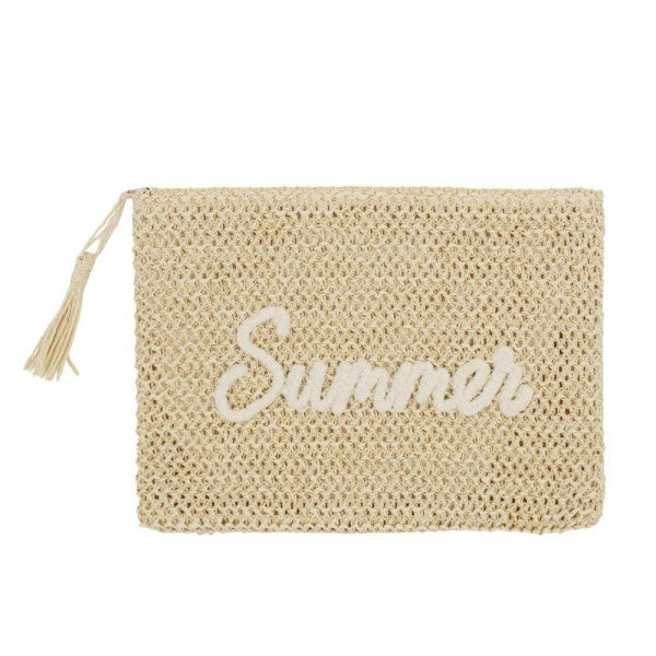 Woven Straw "Summer" Pouch