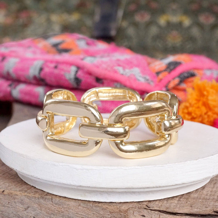 Chunky Chain Statement Stretchy Bangle Bracelet in gold