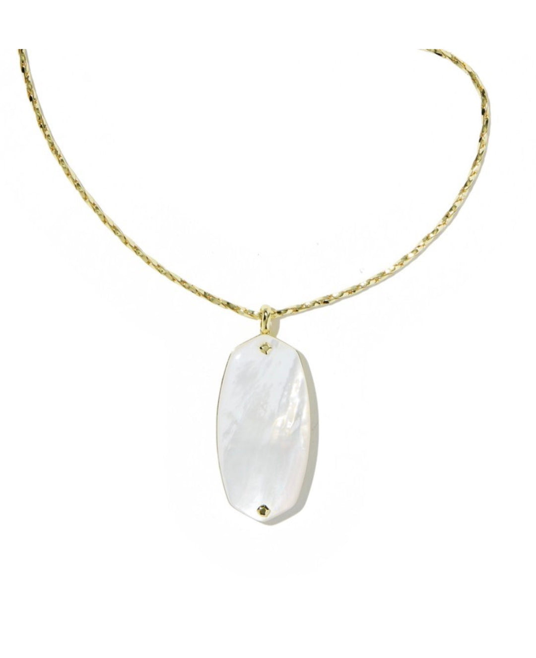 Danielle Riveted Gold Long Pendant Necklace Ivory Mother Of Pearl
