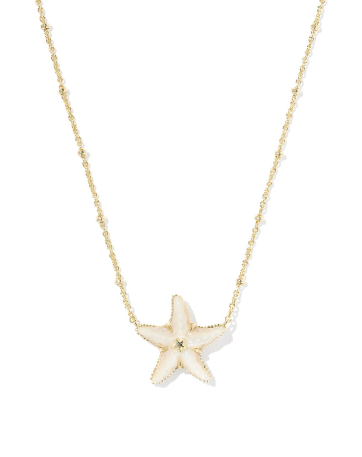 Parker Starfish Short Pendant Necklace Gold Neutral Mother Of Pearl