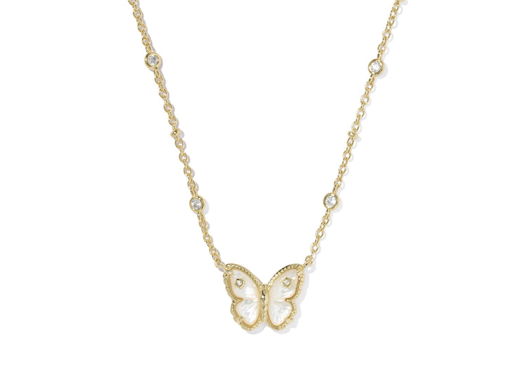 Kendra Scott- Cailey Butterfly Pendant Necklace Gold Ivory Mother Of Pearl