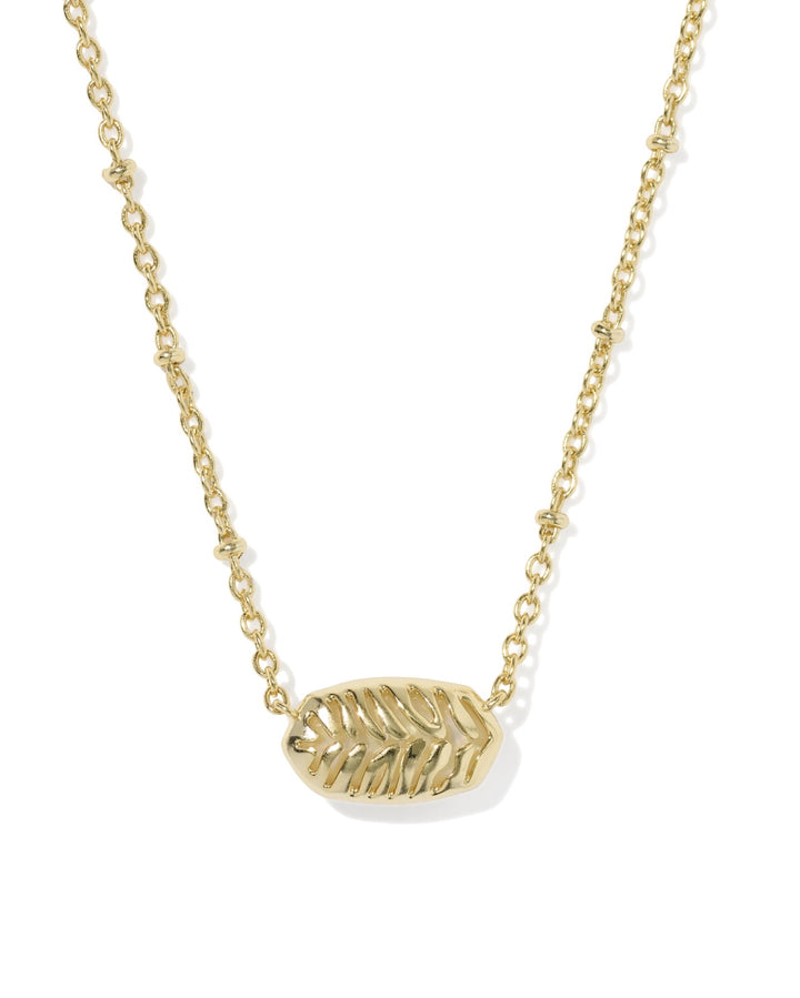 Tiger Striped Elisa Gold Short Pendant Necklace Natural Mother Of Pearl