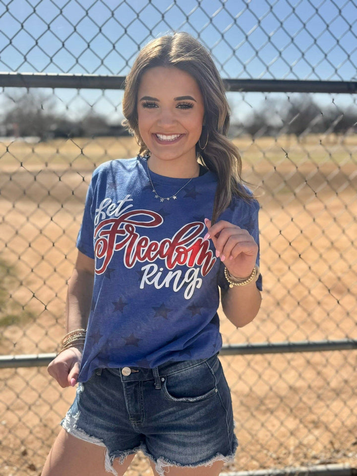 Let Freedom Ring with Red Metallic Puff Tee