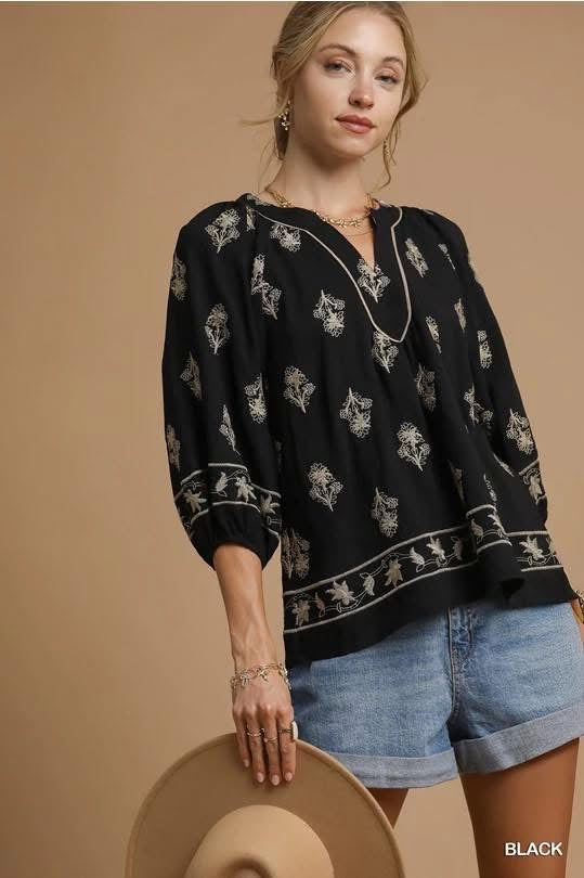 Black Embroidered Top