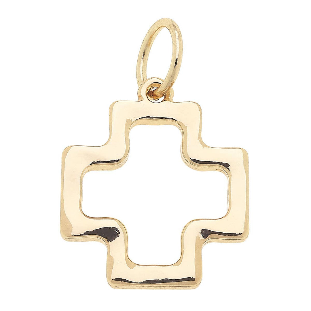 Cross Outline Charm in Shiny Gold