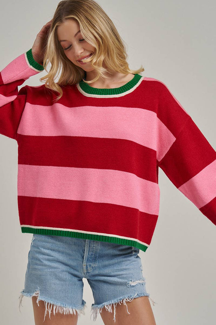 Pink and Red Cozy Sweater
