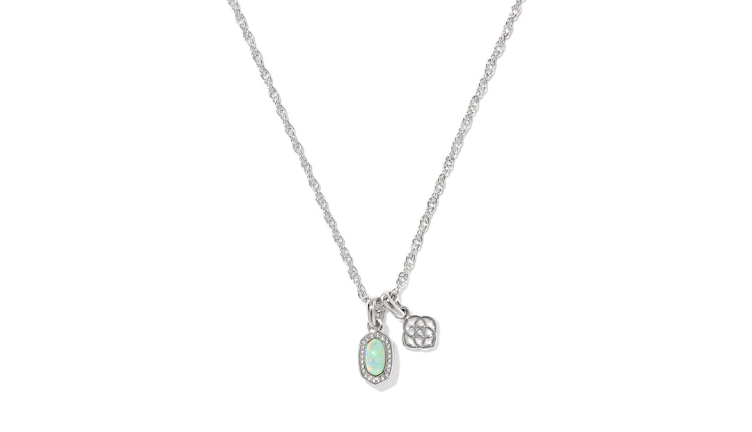 Mini Elisa Dira Necklace Silver Green Lap Grown Opal