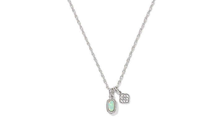 Mini Elisa Dira Necklace Silver Green Lap Grown Opal