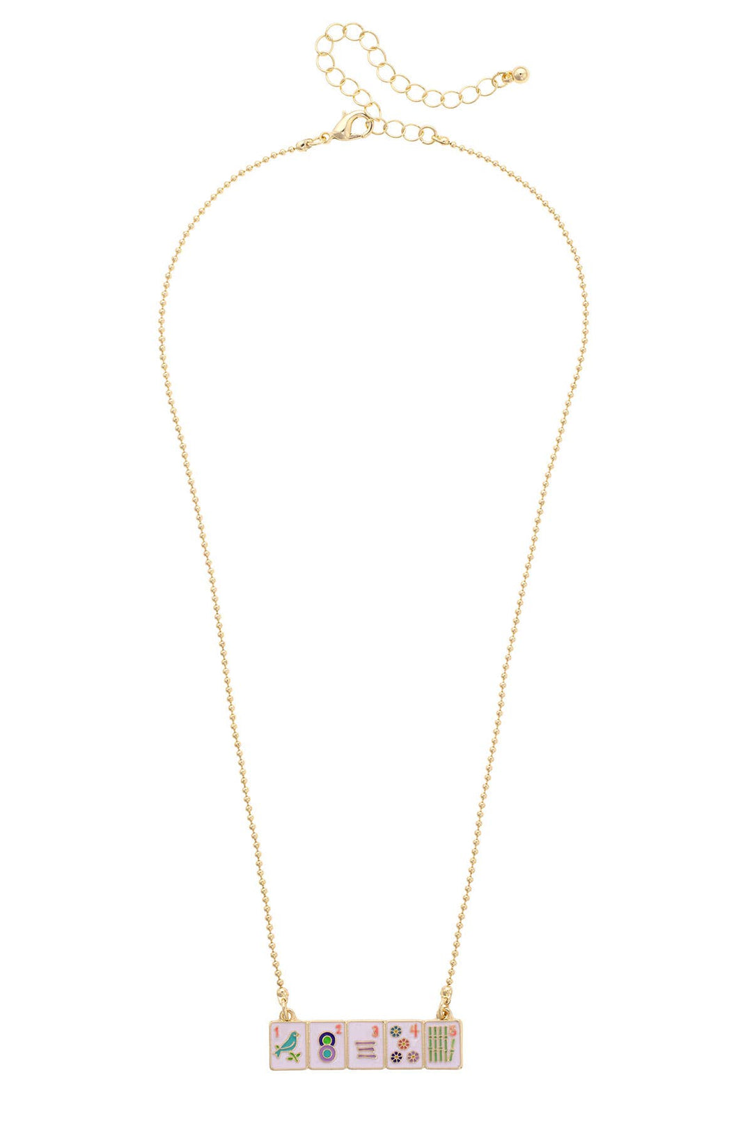 Mahjong Enamel Tile Wall Necklace in Multi