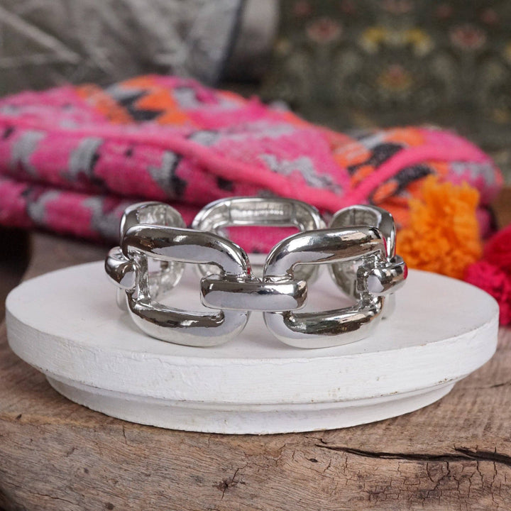 Chunky Chain Statement Stretchy Bangle Bracelet in gold