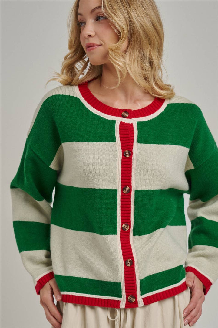 Green and Ivory Cozy Sweater