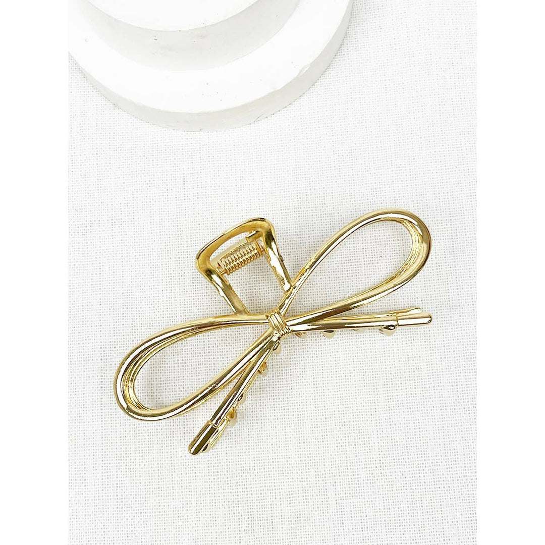 Gold Bow Shape Hair Claw Clips