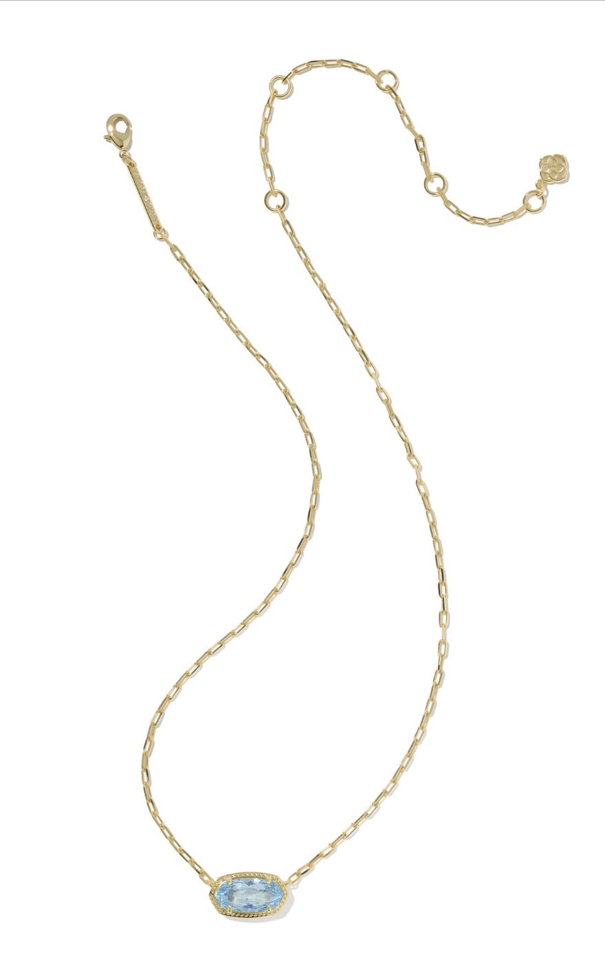 Kendra Scott- Elisa Luxe Short Pendant Necklace Gold Light Blue