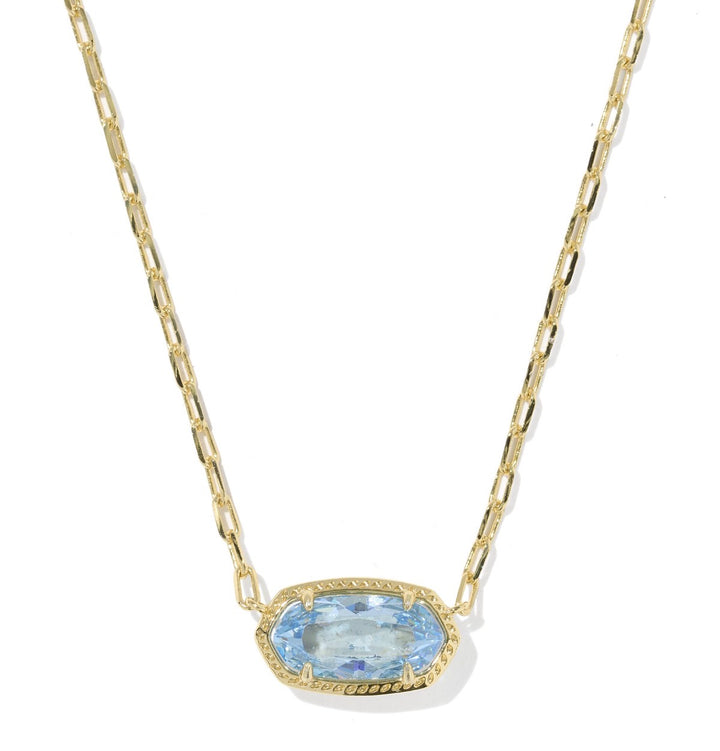 Kendra Scott- Elisa Luxe Short Pendant Necklace Gold Light Blue