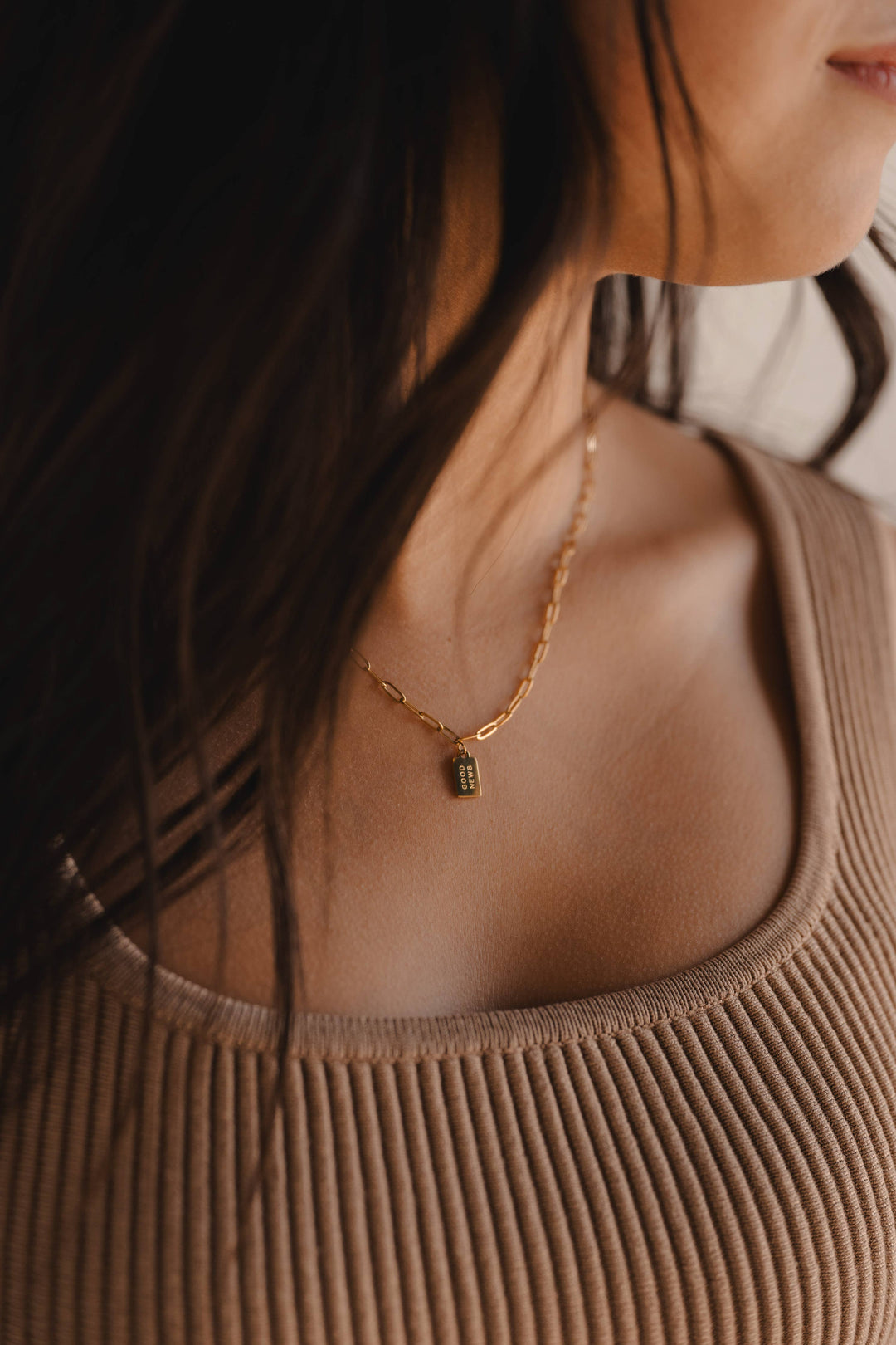 Good News Mini Tag Necklace | Christian Jewelry