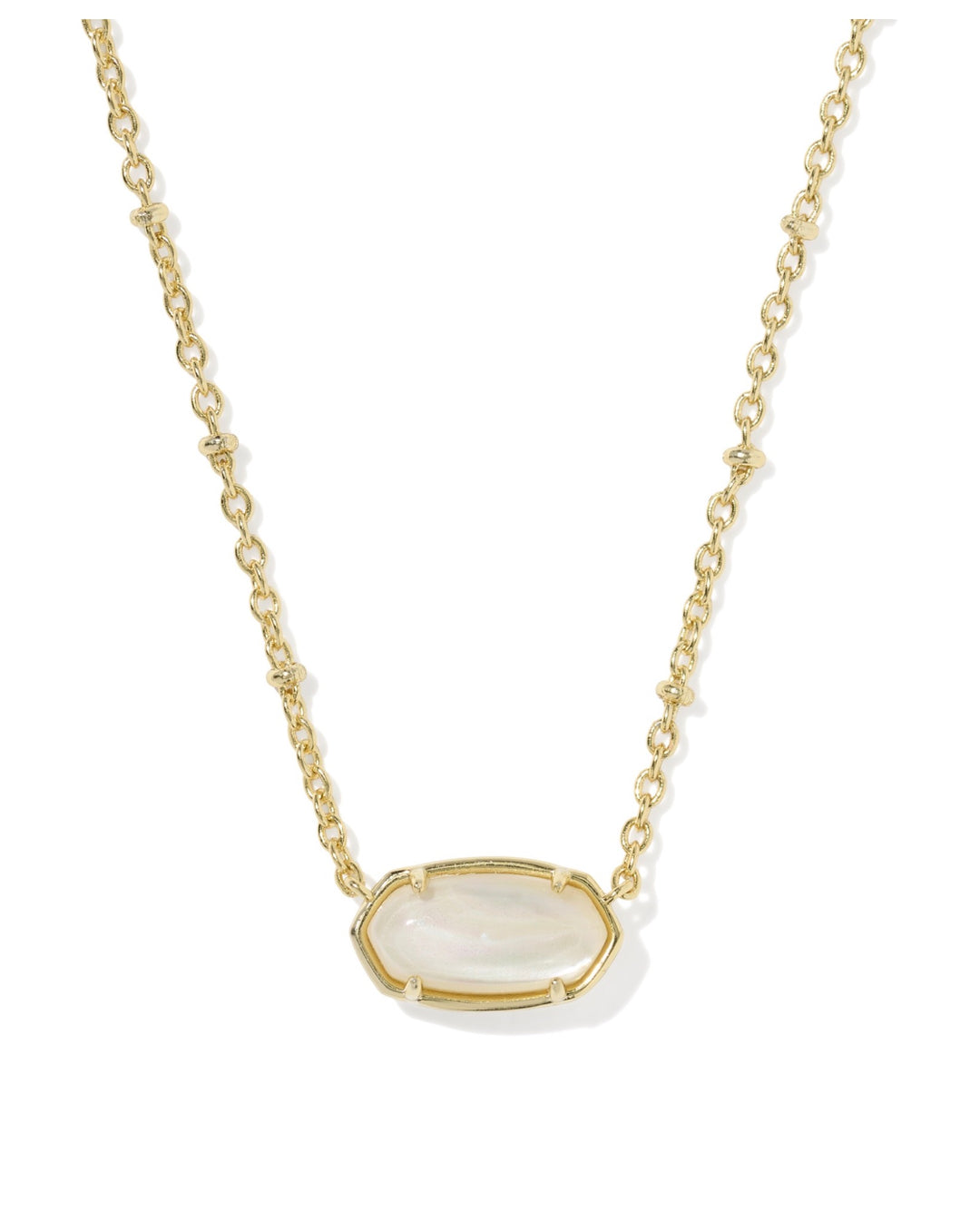 Tiger Striped Elisa Gold Short Pendant Necklace Natural Mother Of Pearl