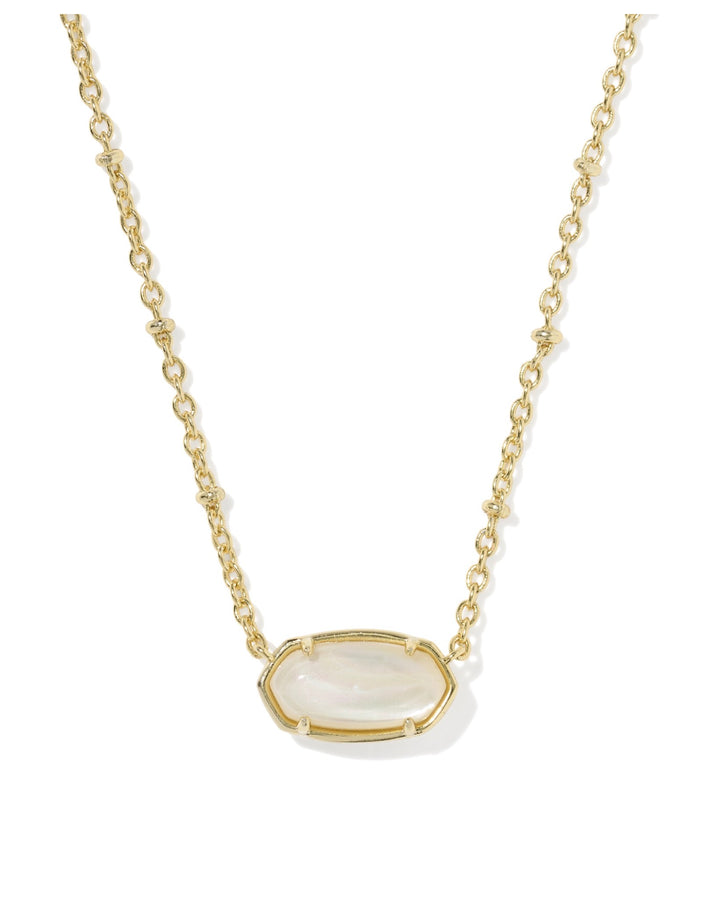 Tiger Striped Elisa Gold Short Pendant Necklace Natural Mother Of Pearl