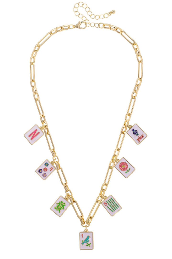 Going Mahjong! Enamel Charm Necklace in Multi