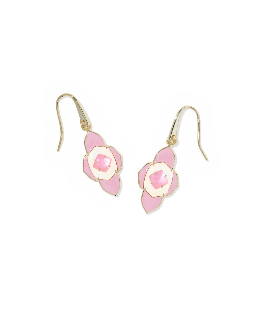 Abbie Medallion Gold Pink Mix Small Drop Earrings