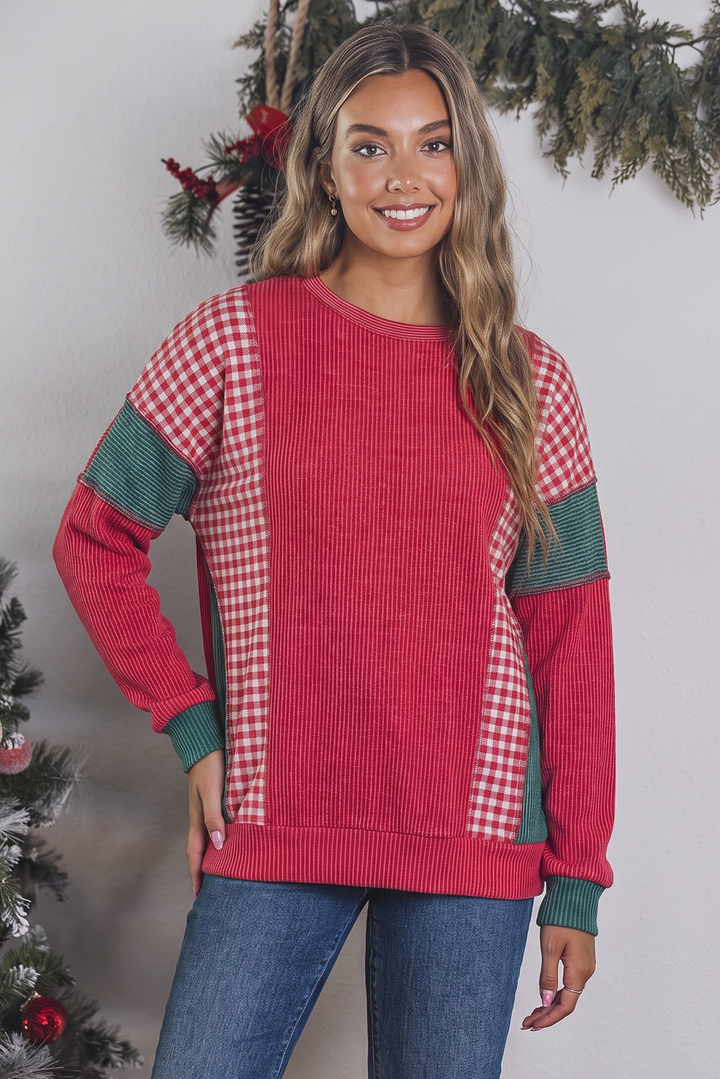 Plaid Colorblock Top