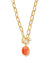 Daphne Gold Link and Chain Necklace in Coral Mother of Pearl