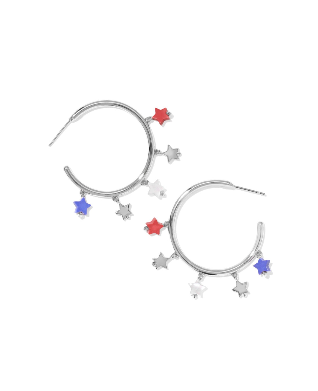 Camila Silver Red White Blue Mix Hoop Earrings