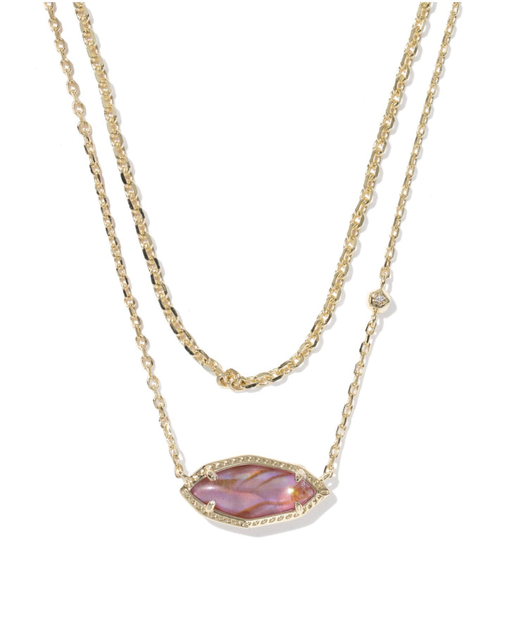 Ophelia Gold Light Mauve Illusion Multi Strand Necklace