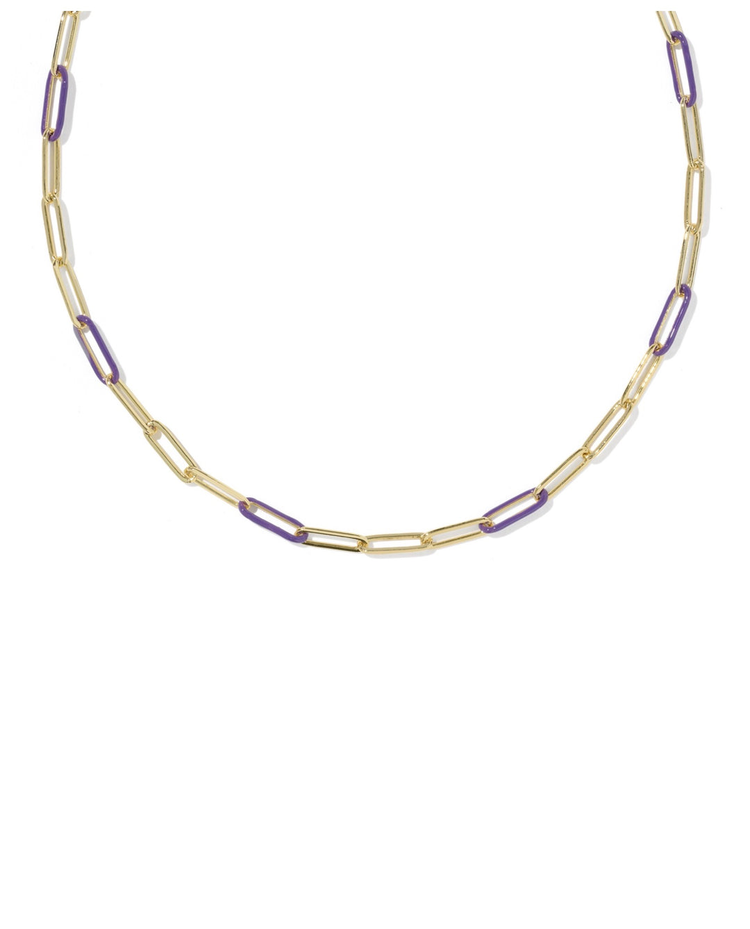 Courtney Gold Enamel Link and Chain Necklace Purple Enamel