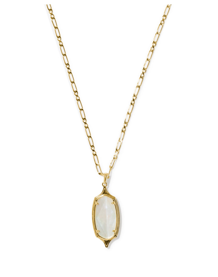 Dani Gold Long Pendant Necklace Mother Of Pearl