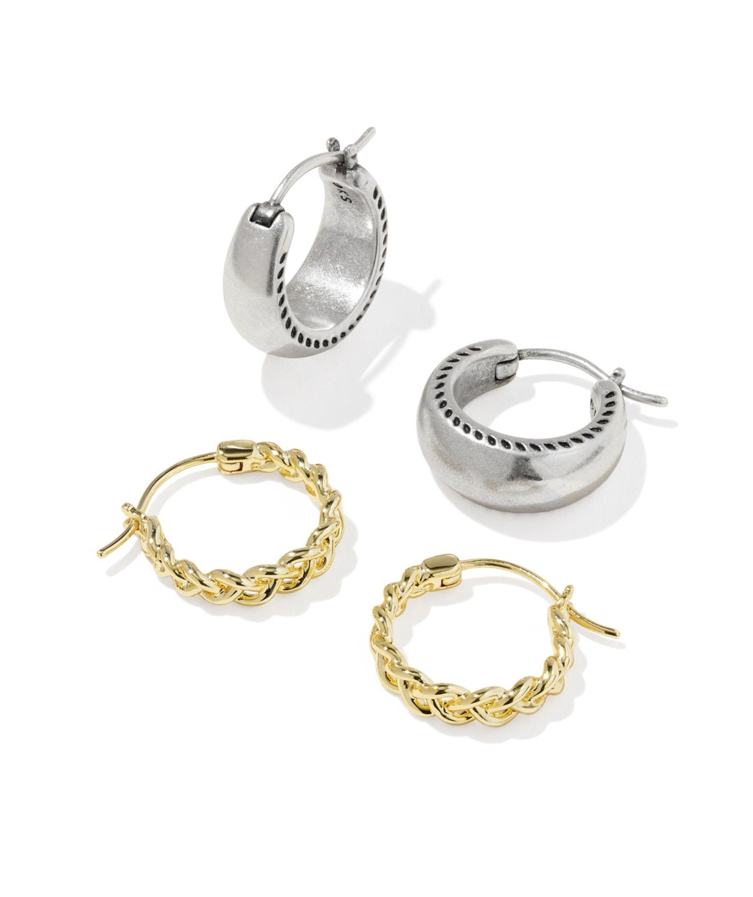 Gabriella Mixed Metal Set Of Huggie Earrings