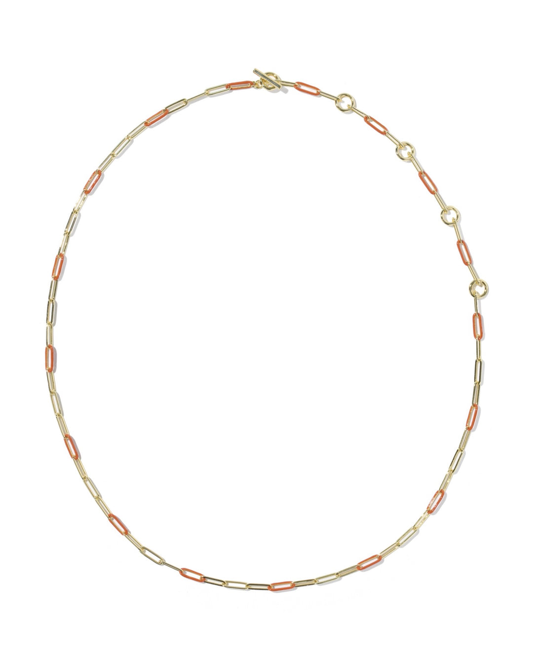 Courtney Gold Enamel Link and Chain Necklace Orange Enamel