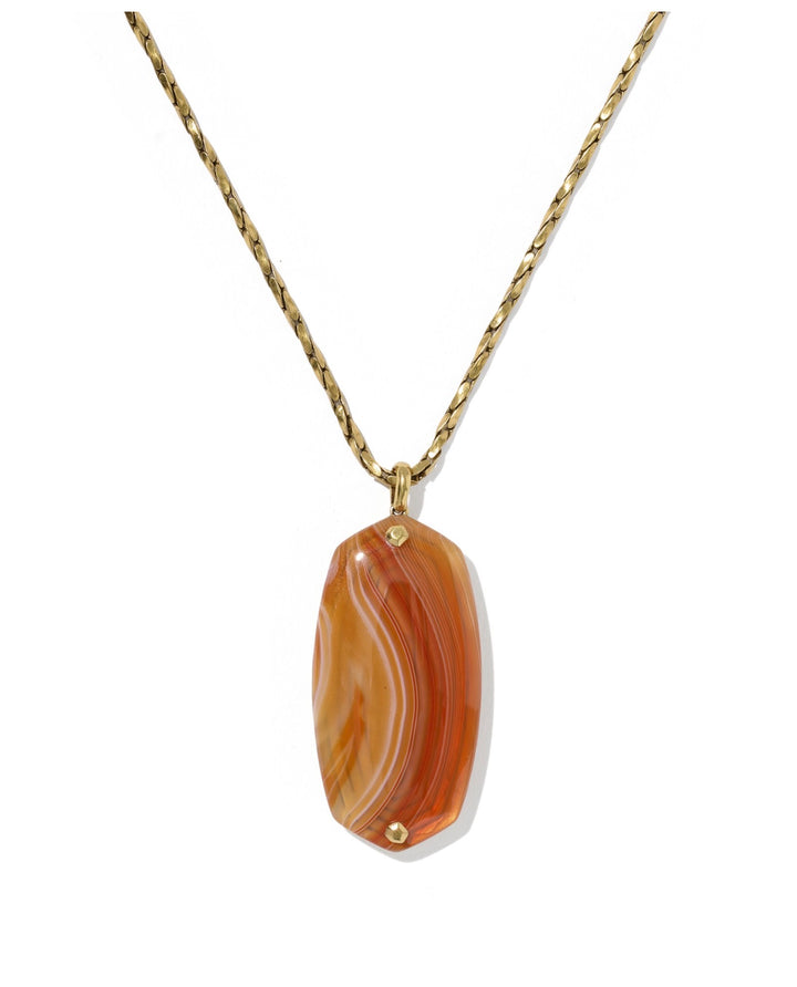 Danielle Riveted Vintage Gold Long Pendant Necklace