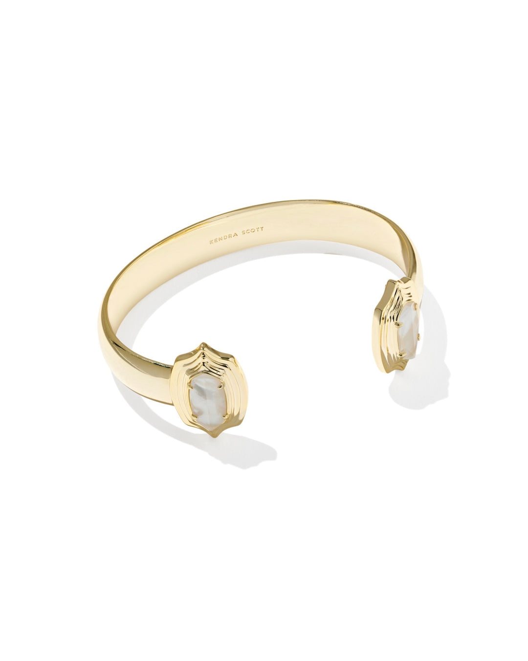 Elton Stepped Frame Gold Cuff Bracelet Mother Of Pearl